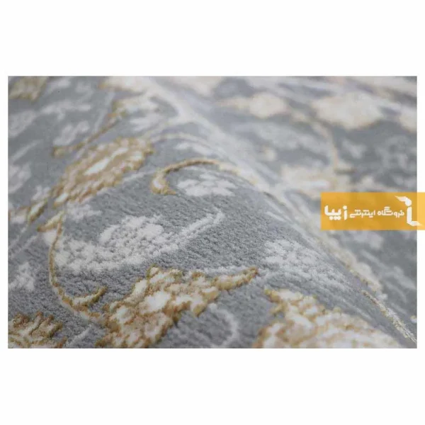 فرش گرد طوسی طرح زنبق3