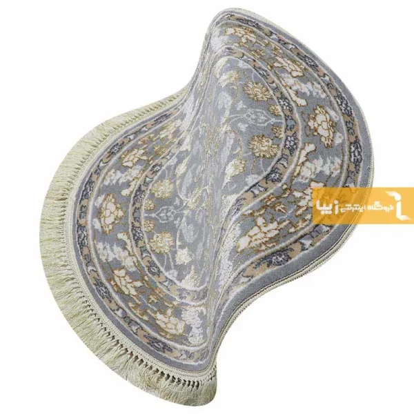 فرش گرد طوسی طرح زنبق11