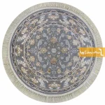 فرش گرد طوسی طرح زنبق7