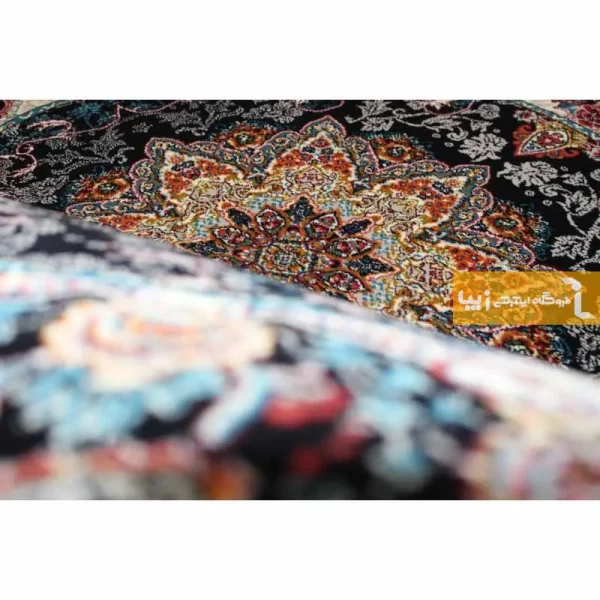 فرش گرد سرمه ای طرح هیوا3