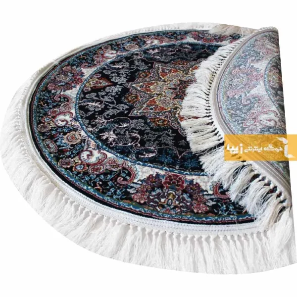 فرش گرد سرمه ای طرح هیوا7