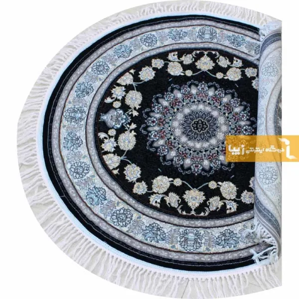 فرش گرد سرمه ای طرح اصفهان8