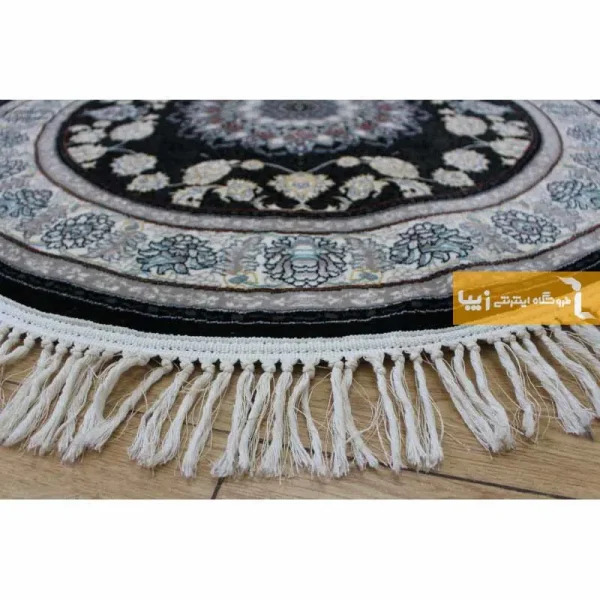 فرش گرد سرمه ای طرح اصفهان7