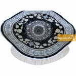 فرش گرد سرمه ای طرح اصفهان6