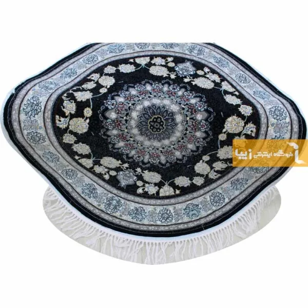 فرش گرد سرمه ای طرح اصفهان6