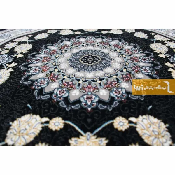 فرش گرد سرمه ای طرح اصفهان2