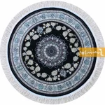 فرش گرد سرمه ای طرح اصفهان11