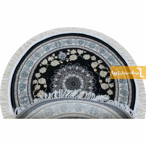 فرش گرد سرمه ای طرح اصفهان10