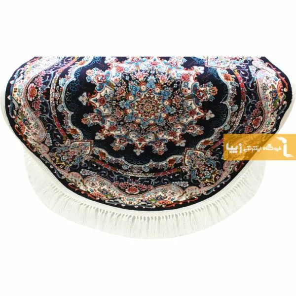 فرش گرد سرمه ای طرح نیلا8