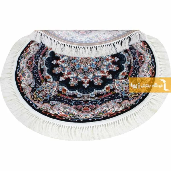 فرش گرد سرمه ای طرح نیلا6