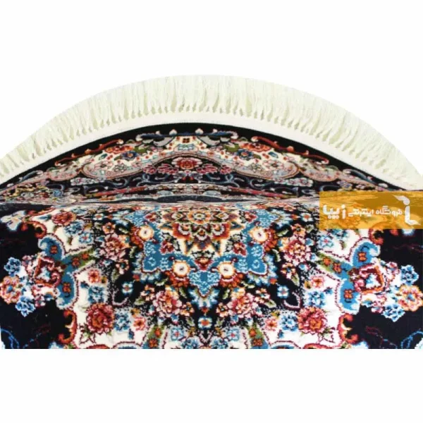 فرش گرد سرمه ای طرح نیلا3