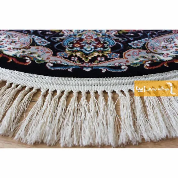 فرش گرد سرمه ای طرح نیلا13