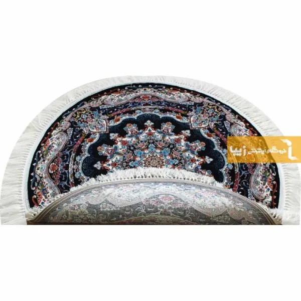 فرش گرد سرمه ای طرح نیلا11