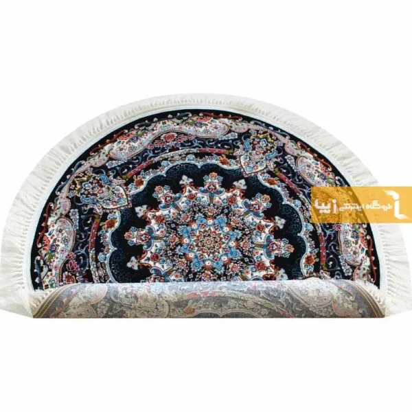 فرش گرد سرمه ای طرح نیلا9