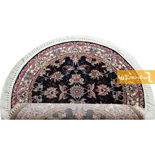 فرش گرد سرمه ای طرح صبا4