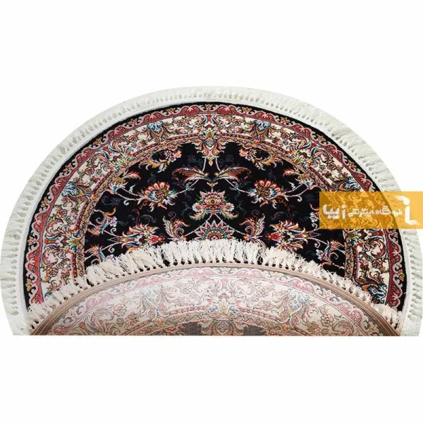 فرش گرد سرمه ای طرح صبا2