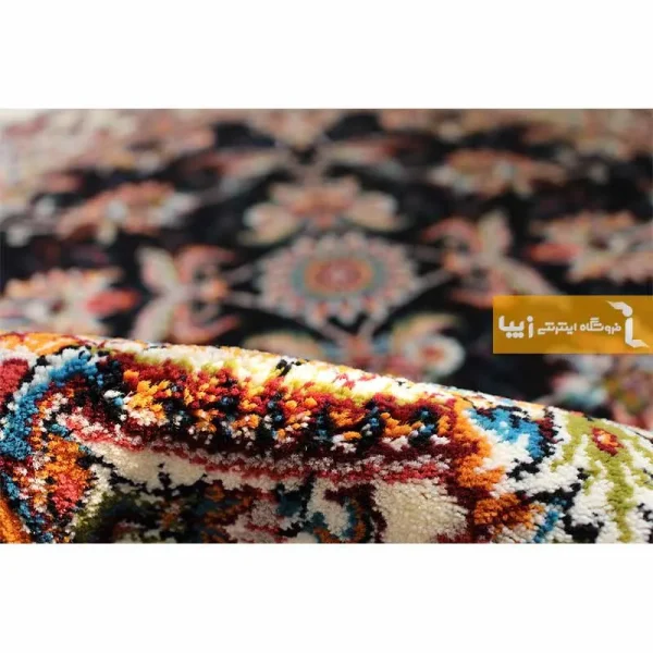 فرش گرد سرمه ای طرح صبا10