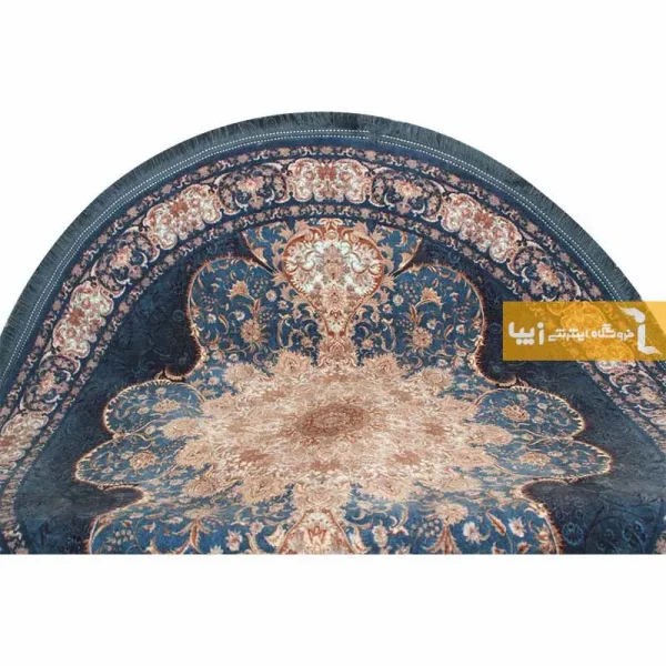 فرش گرد سرمه ای طرح فیروزه2