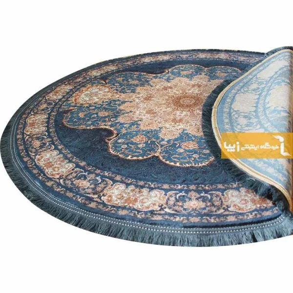 فرش گرد سرمه ای طرح فیروزه5
