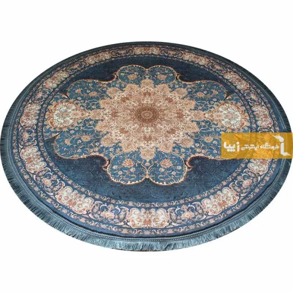 فرش گرد سرمه ای طرح فیروزه4
