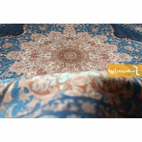 فرش گرد سرمه ای طرح فیروزه3