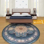 فرش گرد سرمه ای طرح فیروزه1