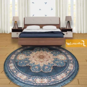 فرش گرد سرمه ای طرح فیروزه1