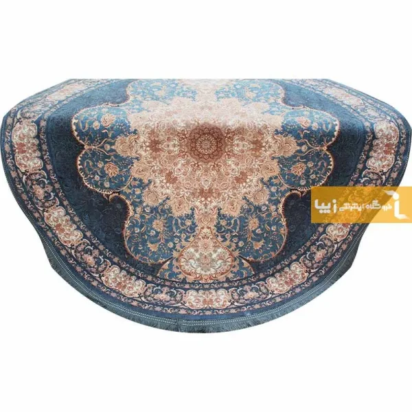 فرش گرد سرمه ای طرح فیروزه10