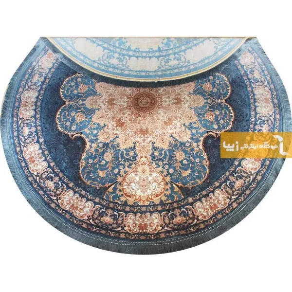 فرش گرد سرمه ای طرح فیروزه9