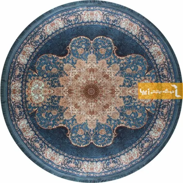 فرش گرد سرمه ای طرح فیروزه7