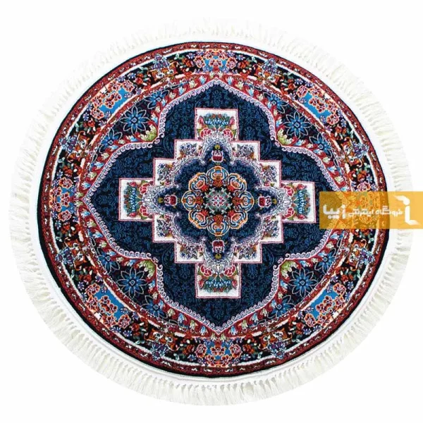 فرش گرد سرمه ای طرح ناردون7