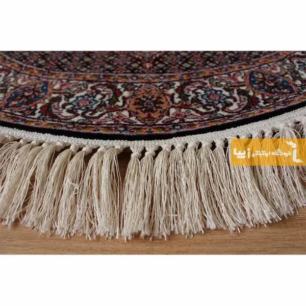 فرش گرد سرمه ای طرح ریزماهی10