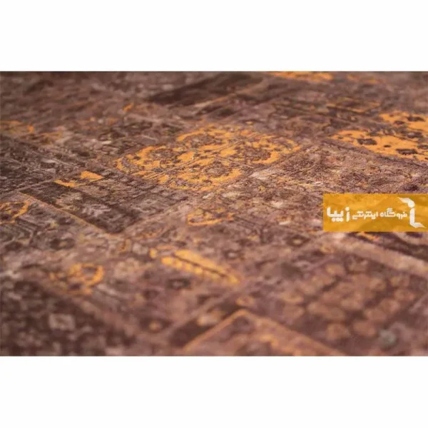 فرش گرد قهوه ای طرح الکساندریت2