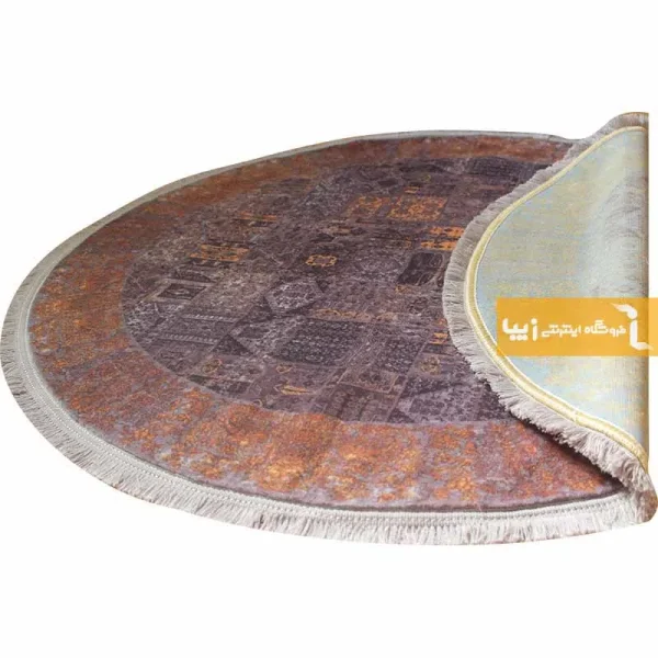 فرش گرد قهوه ای طرح الکساندریت8