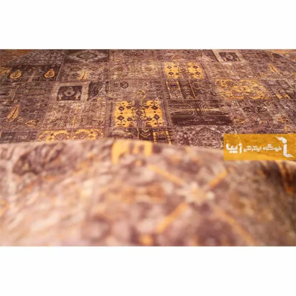 فرش گرد قهوه ای طرح الکساندریت7