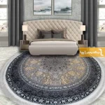 فرش گرد نقره ای طرح شاهسوند1