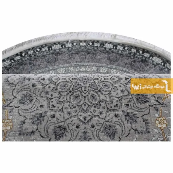 فرش گرد نقره ای طرح شاهسوند10