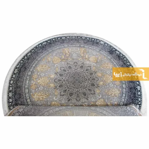 فرش گرد نقره ای طرح شاهسوند9