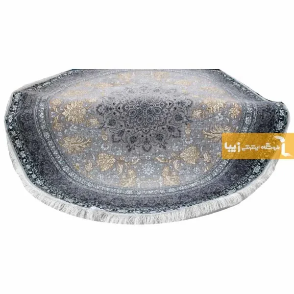 فرش گرد نقره ای طرح شاهسوند7