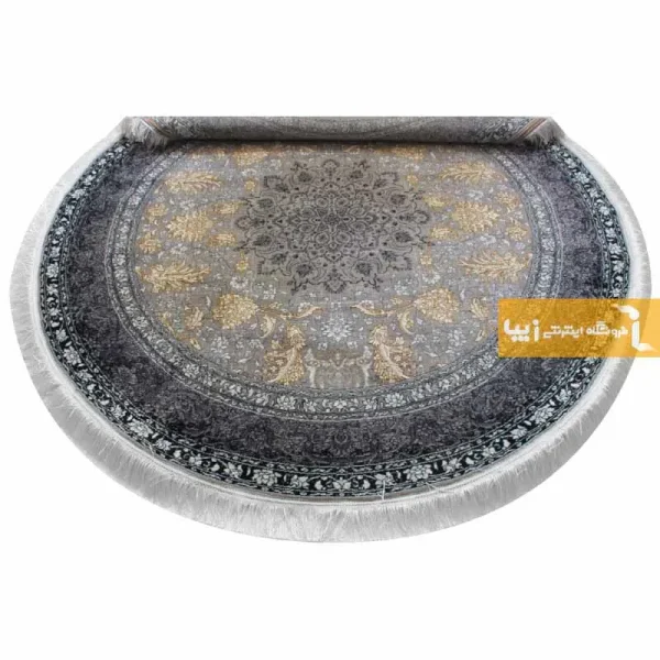 فرش گرد نقره ای طرح شاهسوند6