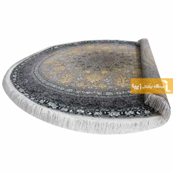 فرش گرد نقره ای طرح شاهسوند3