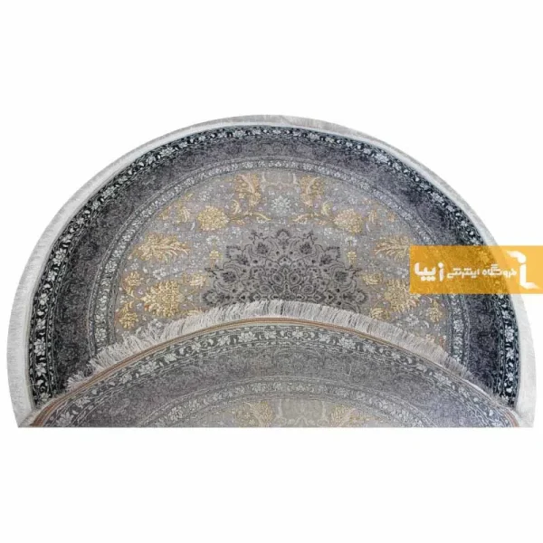 فرش گرد نقره ای طرح شاهسوند11