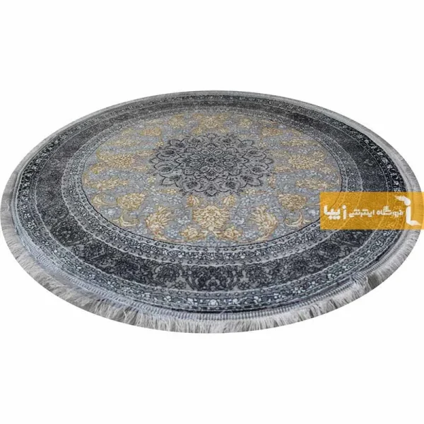 فرش گرد نقره ای طرح شاهکار10