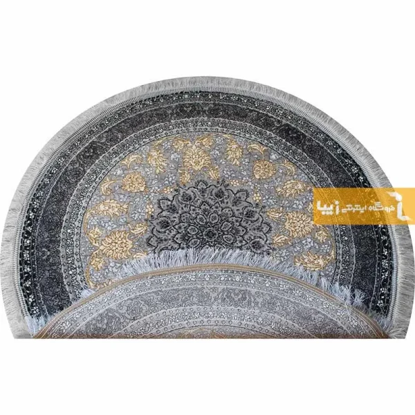 فرش گرد نقره ای طرح شاهکار9
