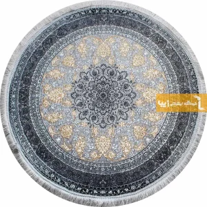 فرش گرد نقره ای طرح شاهکار7