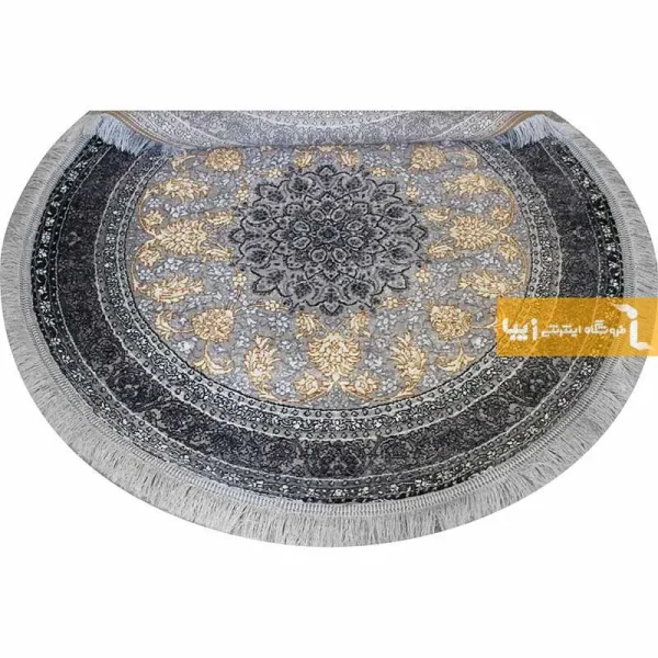 فرش گرد نقره ای طرح شاهکار6