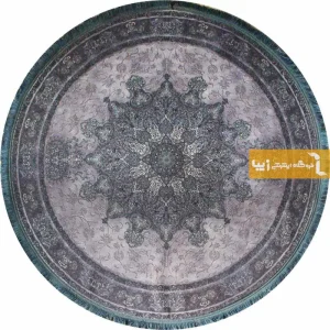 فرش گرد طوسی طرح تورمالین5