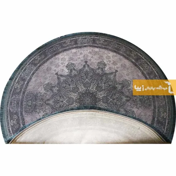 فرش گرد طوسی طرح تورمالین4