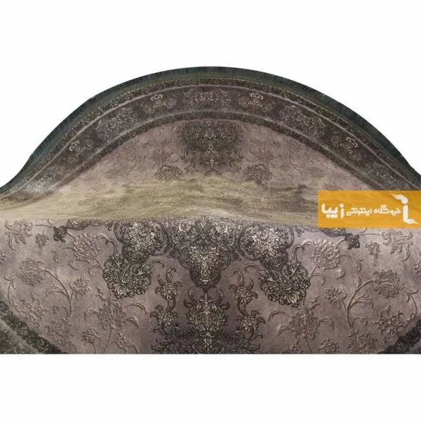 فرش گرد طوسی طرح تورمالین2