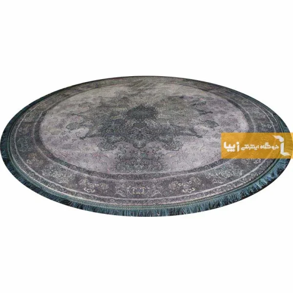 فرش گرد طوسی طرح تورمالین7